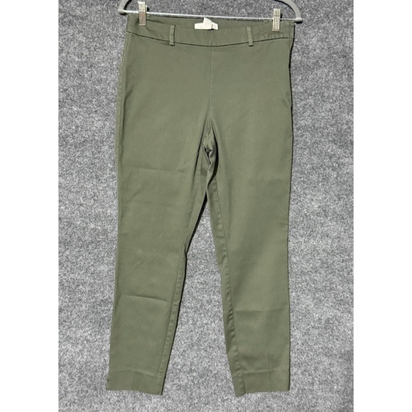 H&M Pants Womens 8 Olive Green Chino Slim Fit Stretch Ankle‎ Dress Casual Office - Picture 2 of 16